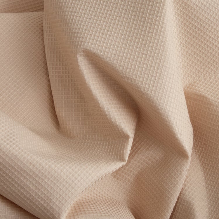 Natural Tranquil Waffle Cotton 172TC 3Pcs King Fitted Bedsheet Set