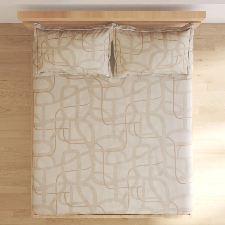 Natural Tranquil Fedo Cotton 172TC Printed 3Pcs Super King Bedsheet Set