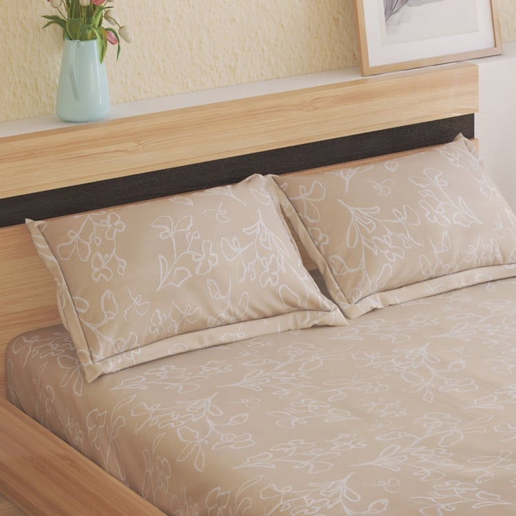 Natural Tranquil Boheme Cotton 172TC Printed 3Pcs Super King Bedsheet Set