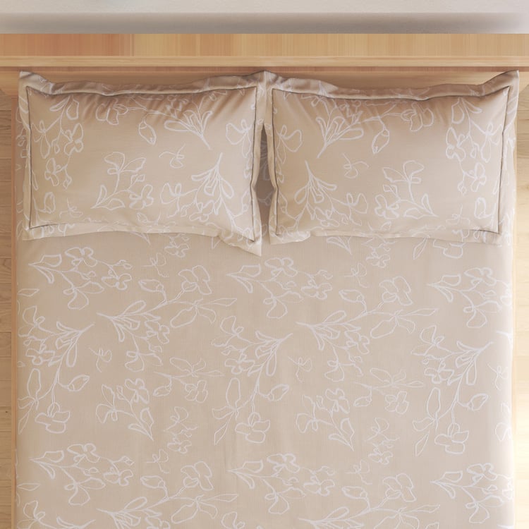 Natural Tranquil Boheme Cotton 172TC Printed 3Pcs Super King Bedsheet Set