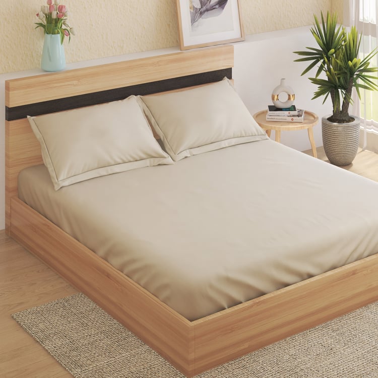 Natural Tranquil Waffle Cotton 172TC 3Pcs Super King Bedsheet Set