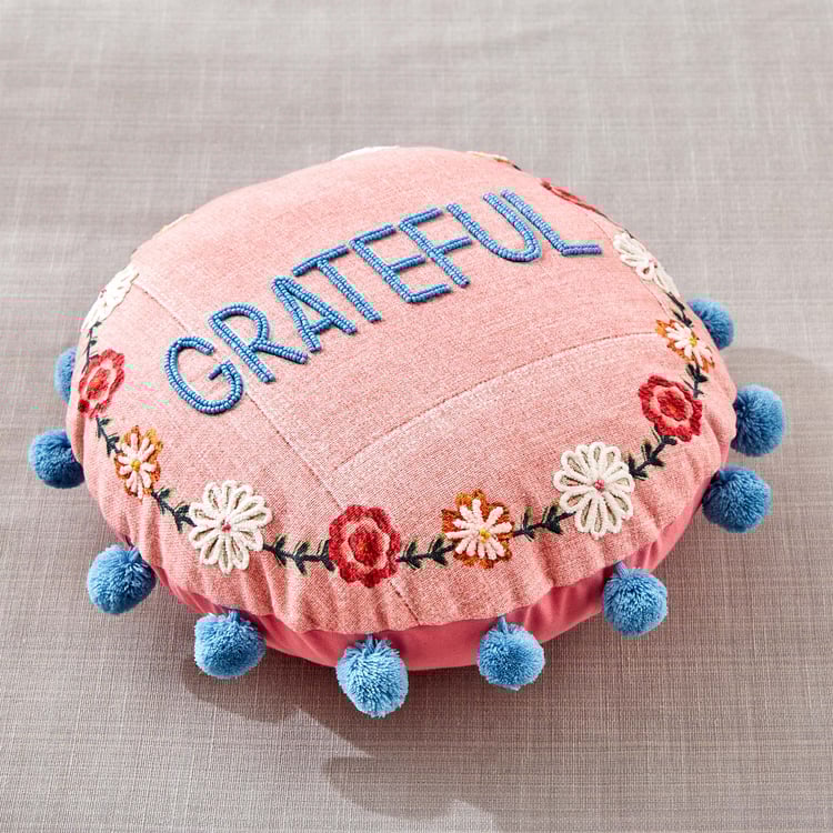 Glance Grateful Embroidered Filled Cushion - 35x35cm