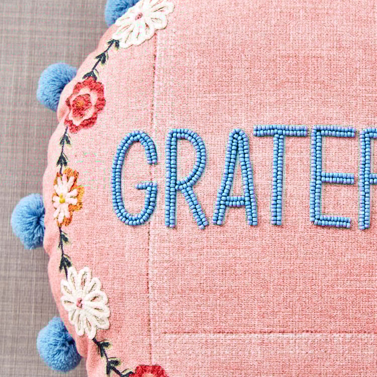 Glance Grateful Embroidered Filled Cushion - 35x35cm