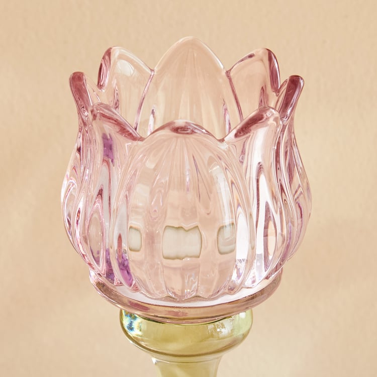 Fiora Delphi Glass Pedestal Tulip Candle Holder - Large