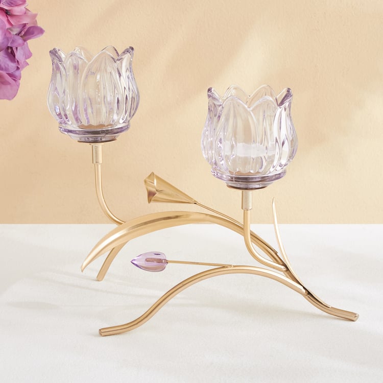 Fiora Delphi Glass Pedestal Multi T-Light Holder