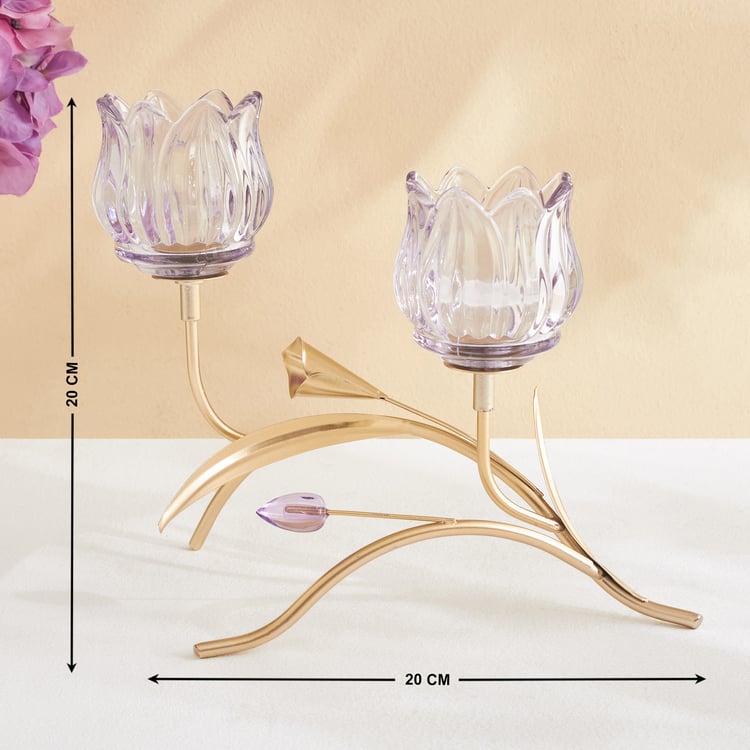 Fiora Delphi Glass Pedestal Multi T-Light Holder