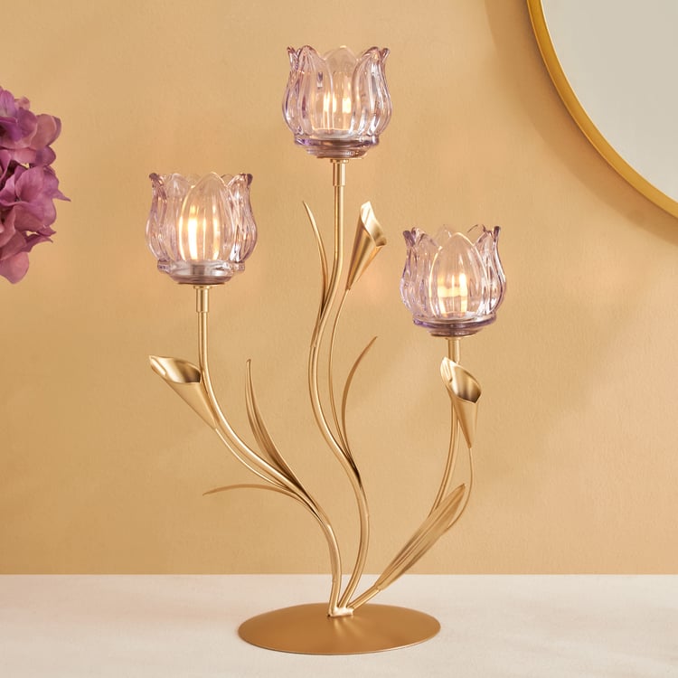 Fiora Delphi Glass Pedestal Tulip Multi T-Light Holders