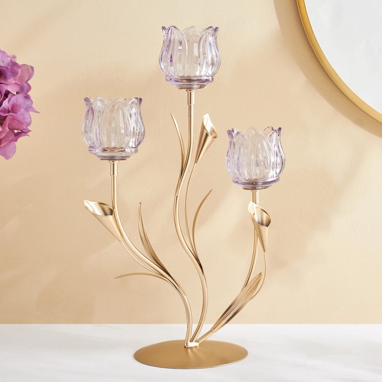 Fiora Delphi Glass Pedestal Tulip Multi T-Light Holders