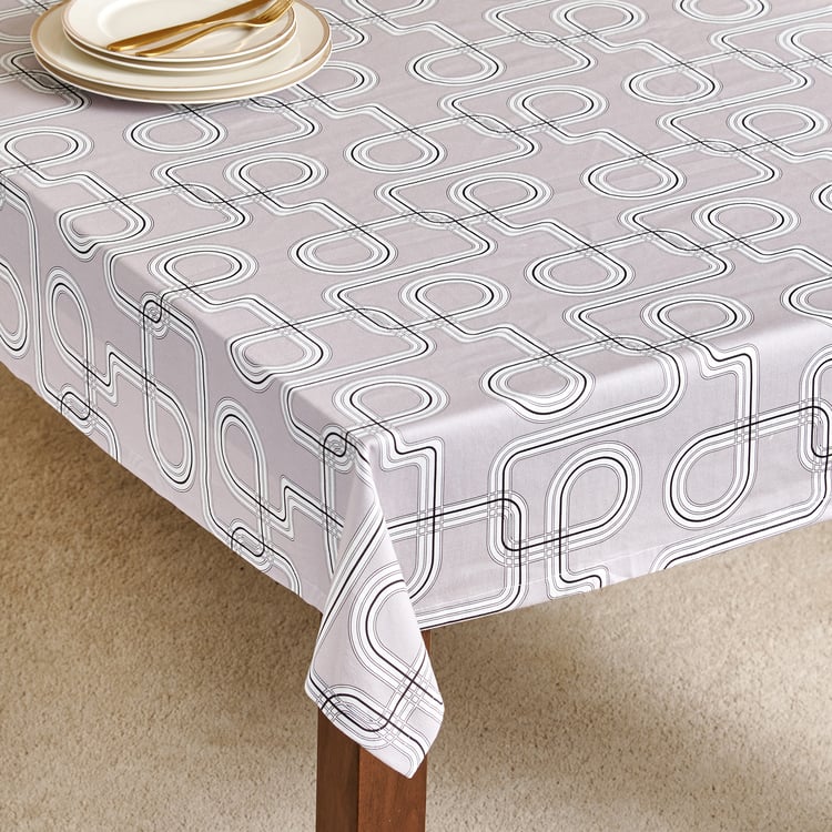 Drake Monochrome Cotton Printed 6-Seater Table Cloth - 200x150cm