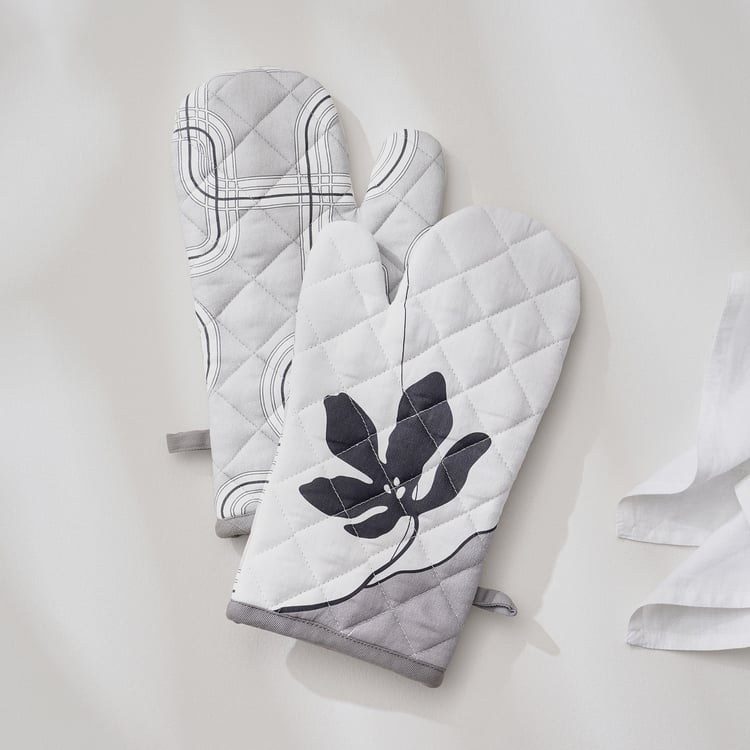 Drake Monochrome Set of 2 Cotton Printed Oven Mitten