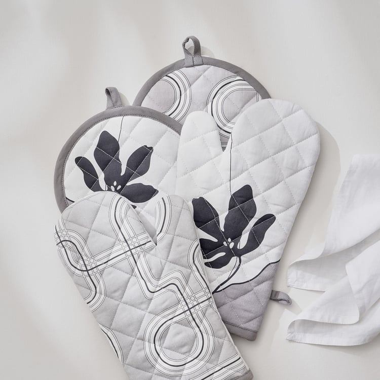 Drake Monochrome Set of 2 Cotton Printed Oven Mitten