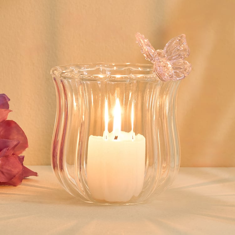 Fiora Darcy Glass Butterfly Votive Candle Holder