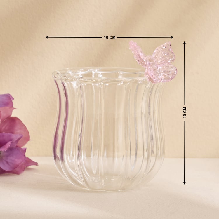 Fiora Darcy Glass Butterfly Votive Candle Holder