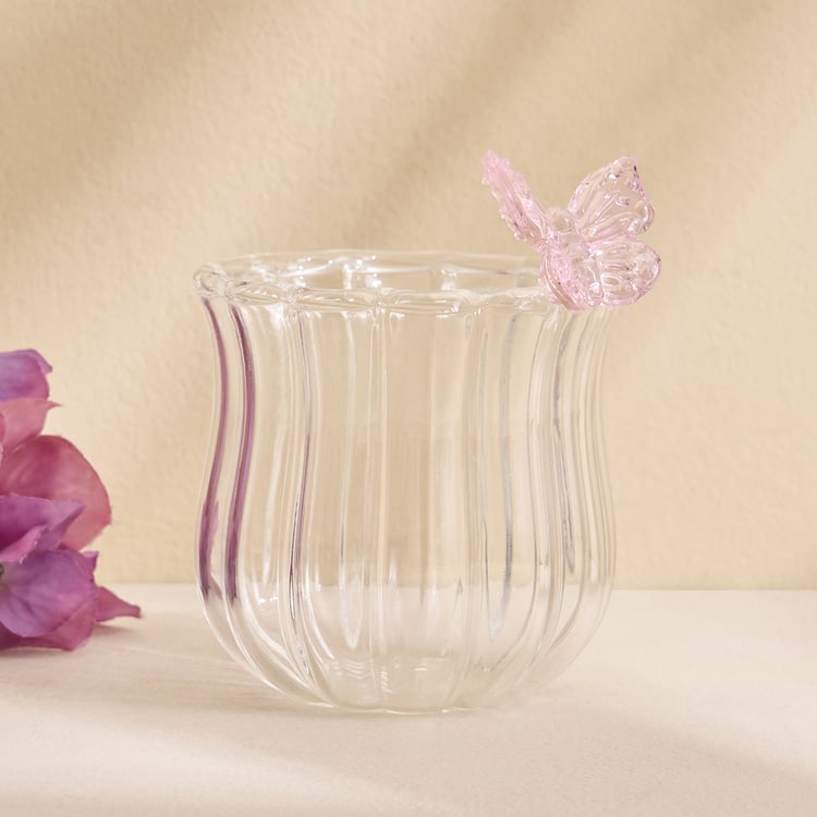 Fiora Darcy Glass Butterfly Votive Candle Holder