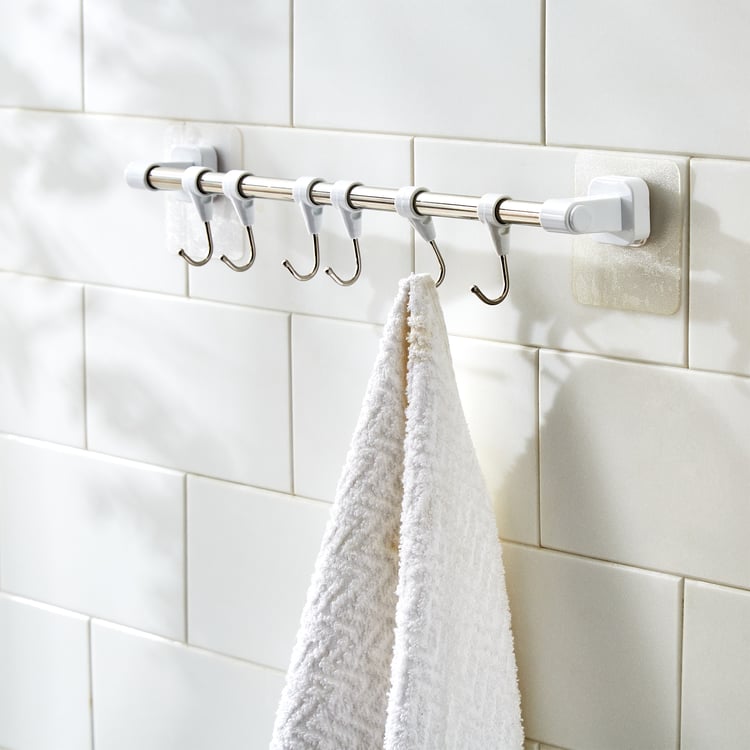 Orion Medallion Adhesive Towel Bar with Hooks