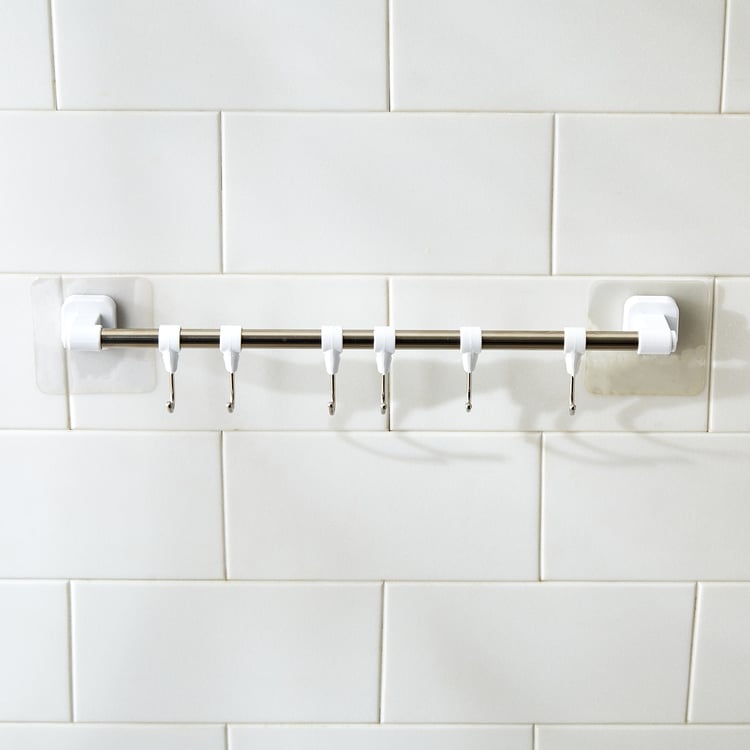 Orion Medallion Adhesive Towel Bar with Hooks