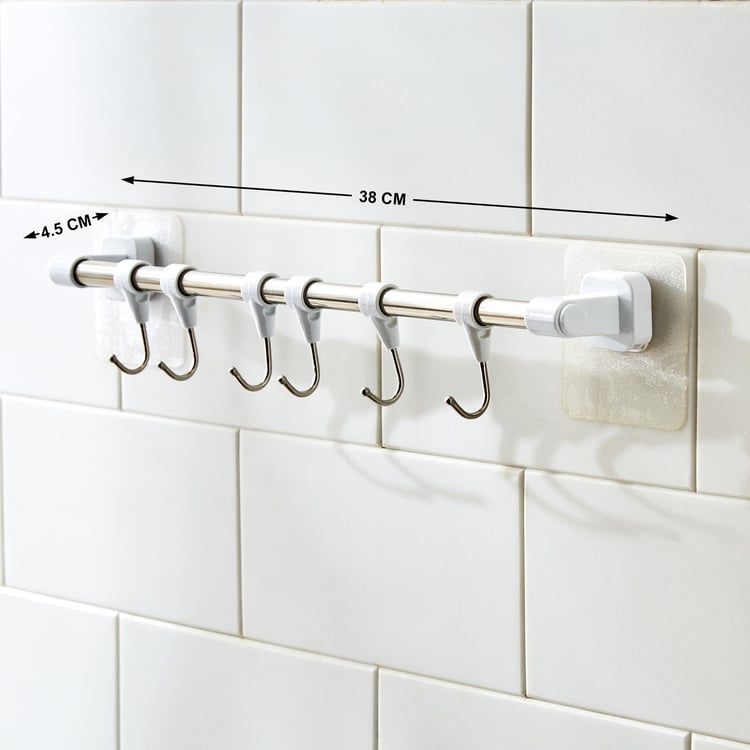 Orion Medallion Adhesive Towel Bar with Hooks