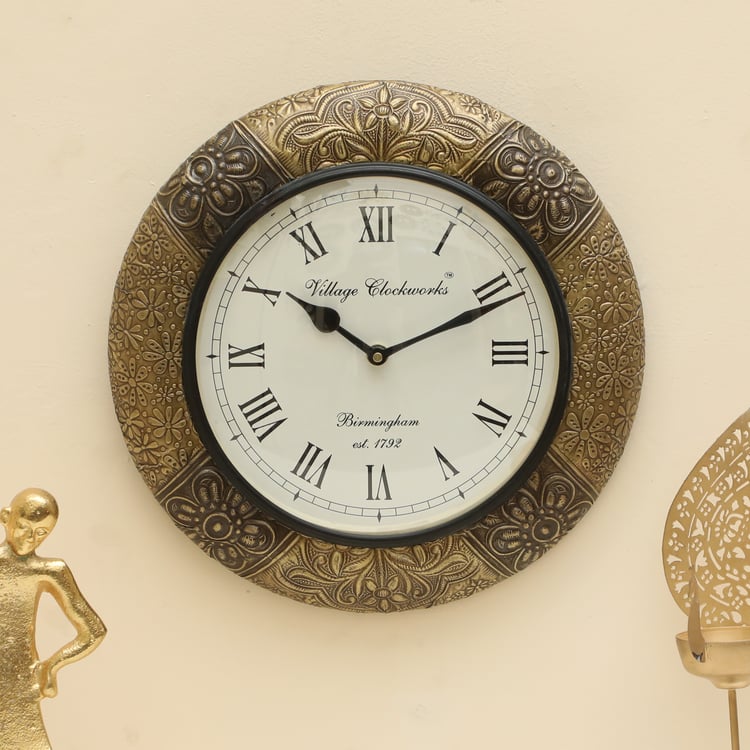 VEDAS Mystical India Metal and Wood Wall Clock - 30.5cm