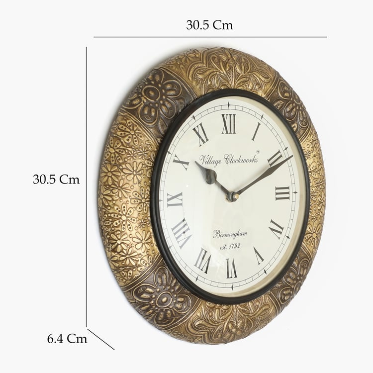 VEDAS Mystical India Metal and Wood Wall Clock - 30.5cm
