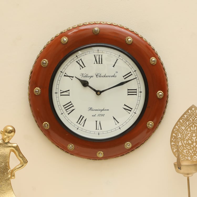 VEDAS Mystical India Wooden Wall Clock - 30.5cm