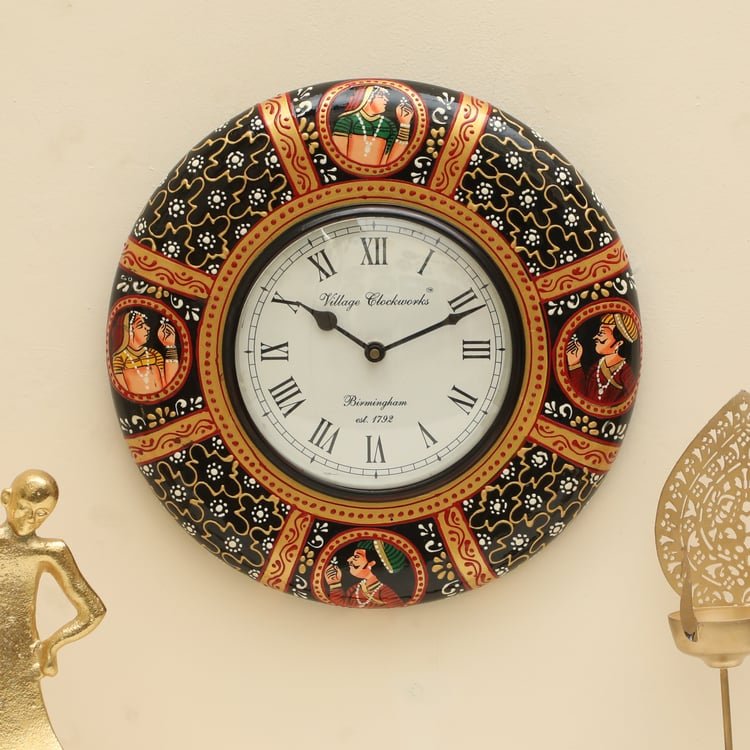 VEDAS Mystical India Wooden Wall Clock - 30.5cm