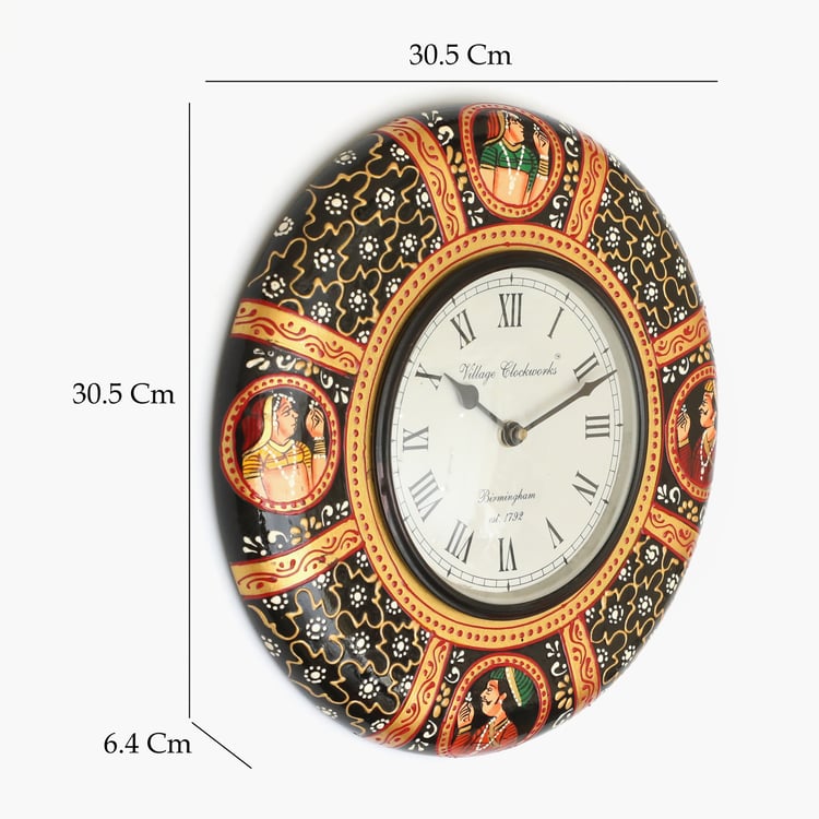 VEDAS Mystical India Wooden Wall Clock - 30.5cm
