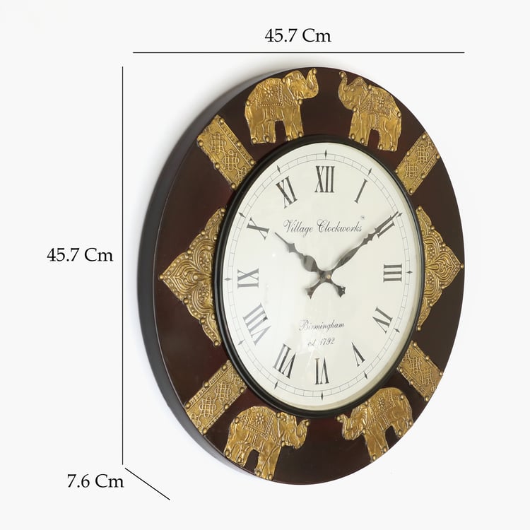 VEDAS Mystical India Wooden Elephant Wall Clock - 45.7cm