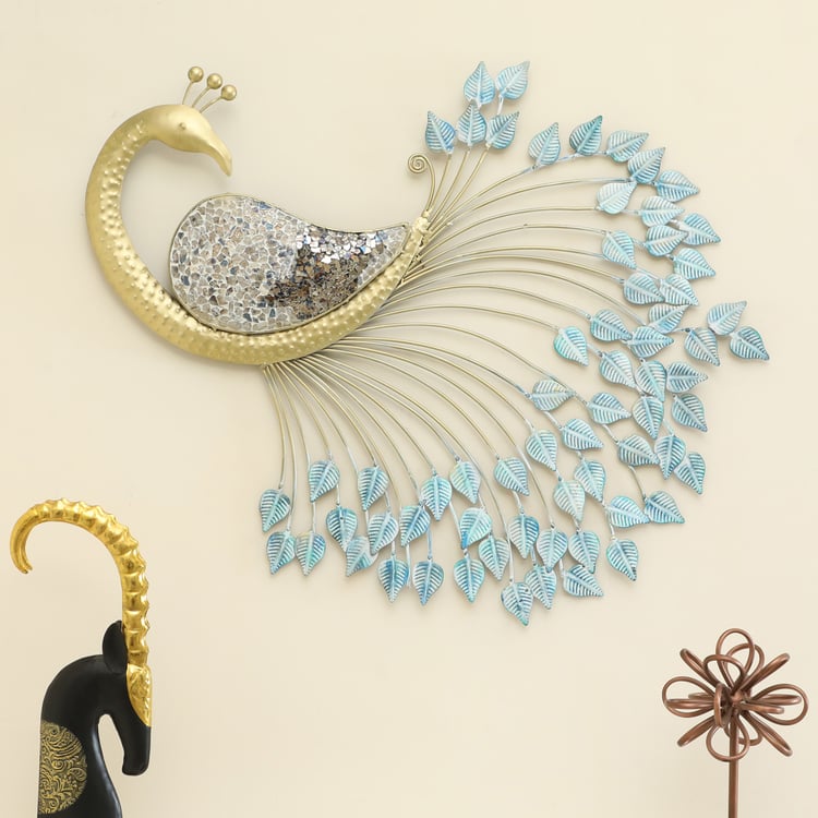 VEDAS Mystical India Metal Peacock Wall Accent