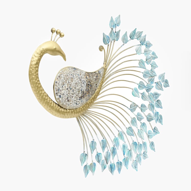 VEDAS Mystical India Metal Peacock Wall Accent