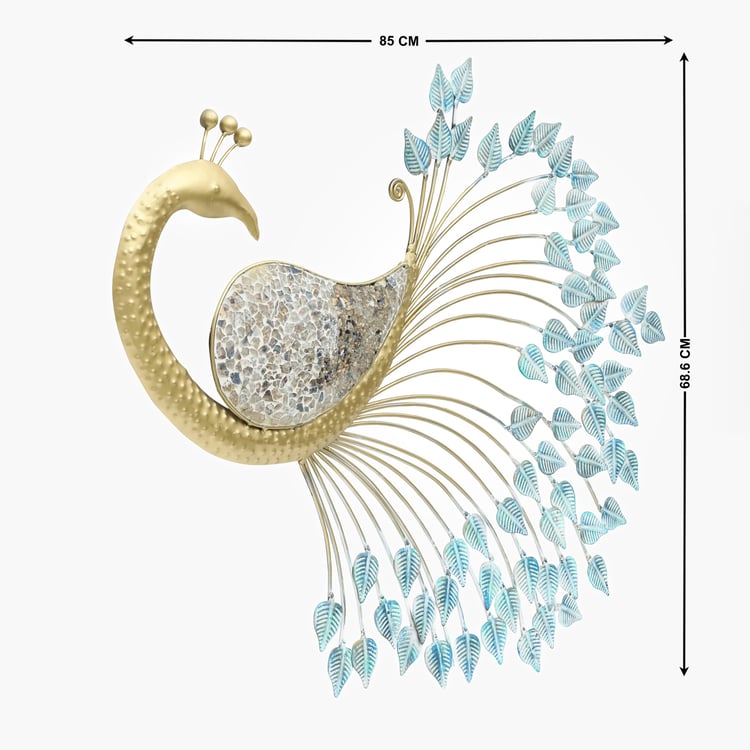 VEDAS Mystical India Metal Peacock Wall Accent