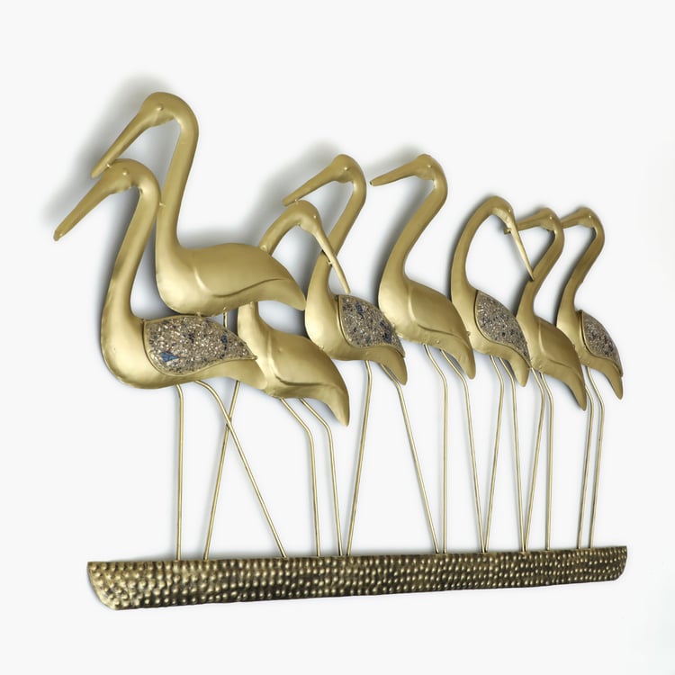 VEDAS Mystical India Metal Flamingo Family Wall Accent