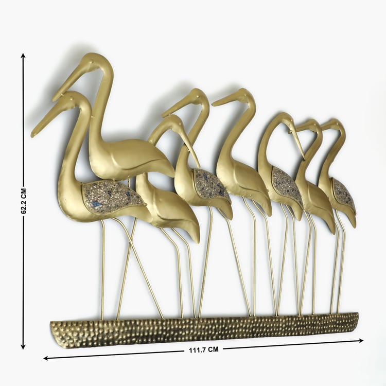 VEDAS Mystical India Metal Flamingo Family Wall Accent