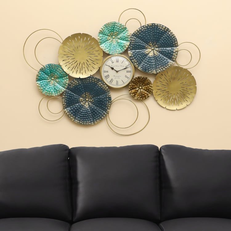 VEDAS Mystical India Metal Wall Accent with Clock