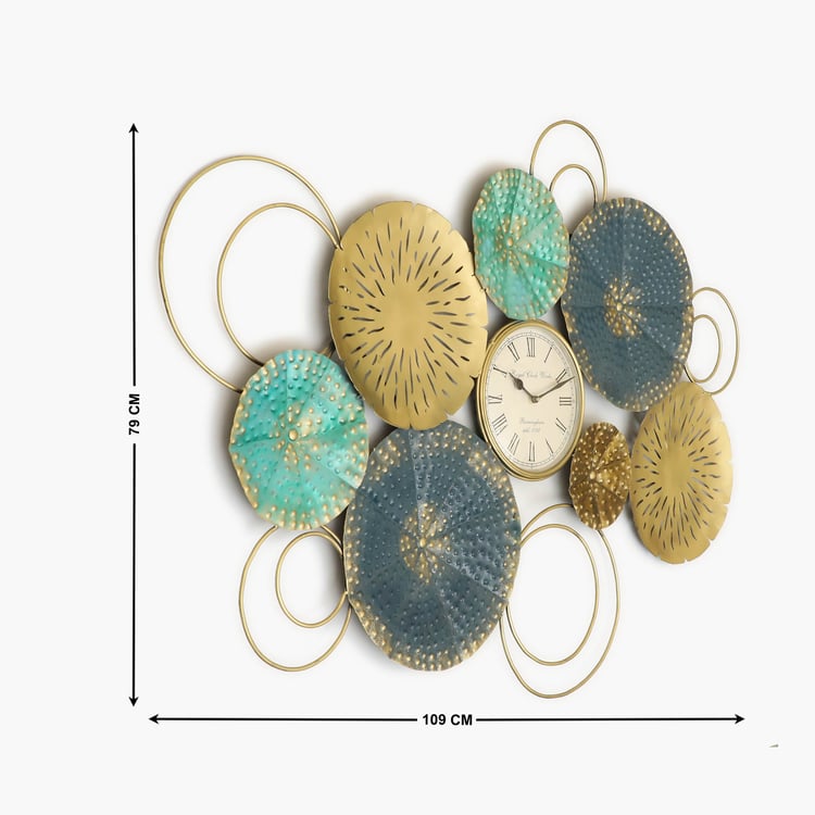 VEDAS Mystical India Metal Wall Accent with Clock