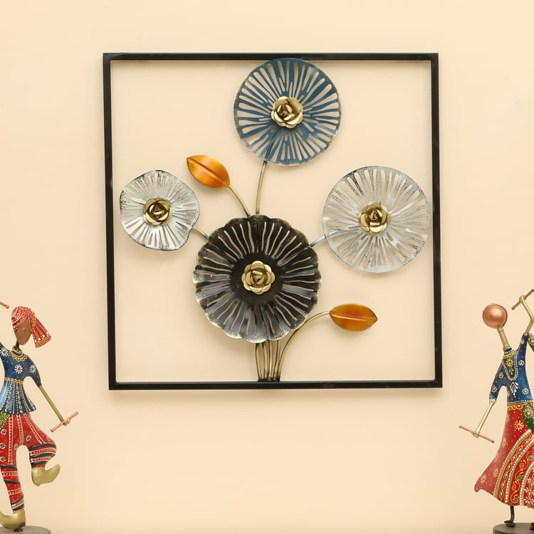VEDAS Mystical India Metal Flowers Wall Accent