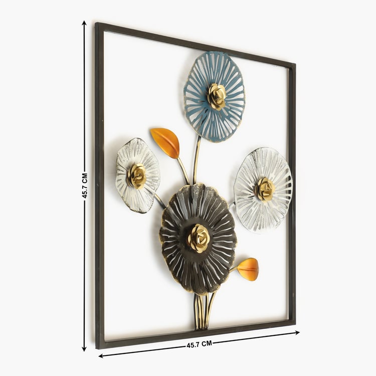VEDAS Mystical India Metal Flowers Wall Accent