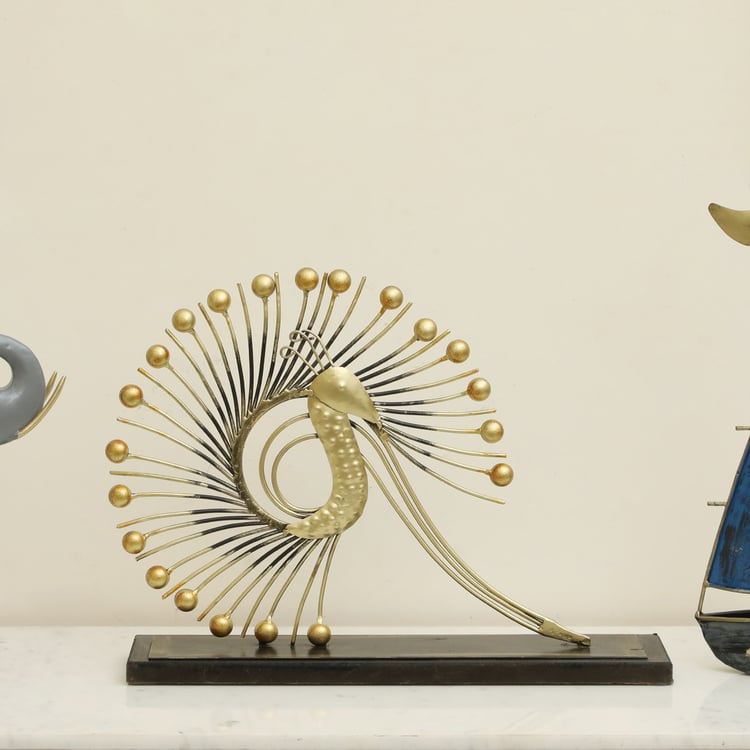VEDAS Mystical India Metal Peacock Table Accent