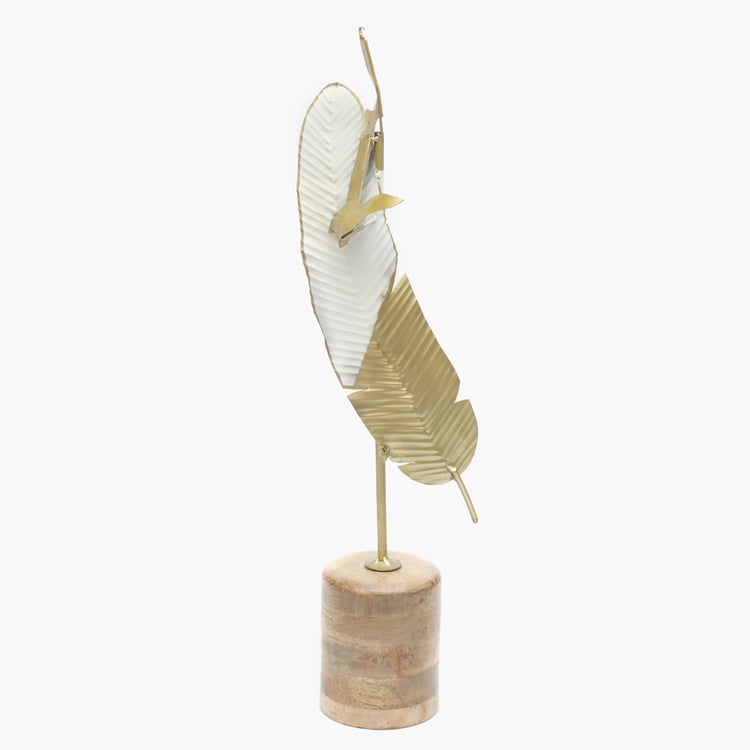 VEDAS Mystical India Metal Bird on Feather Table Accent
