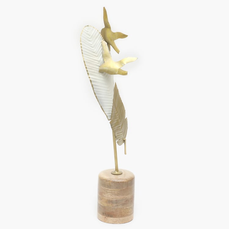 VEDAS Mystical India Metal Bird on Feather Table Accent