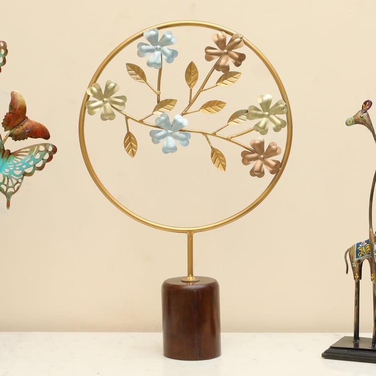 VEDAS Mystical India Metal Flower Table Accent