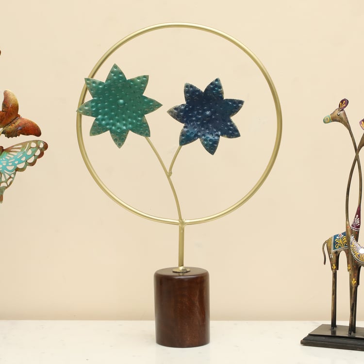VEDAS Mystical India Metal Flower Table Accent