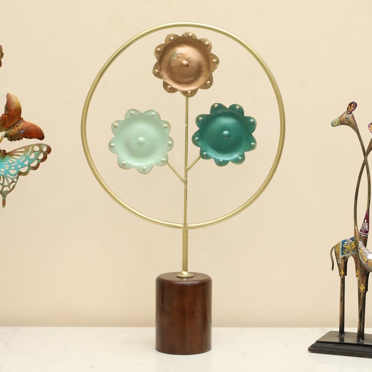 VEDAS Mystical India Metal Flower Table Accent