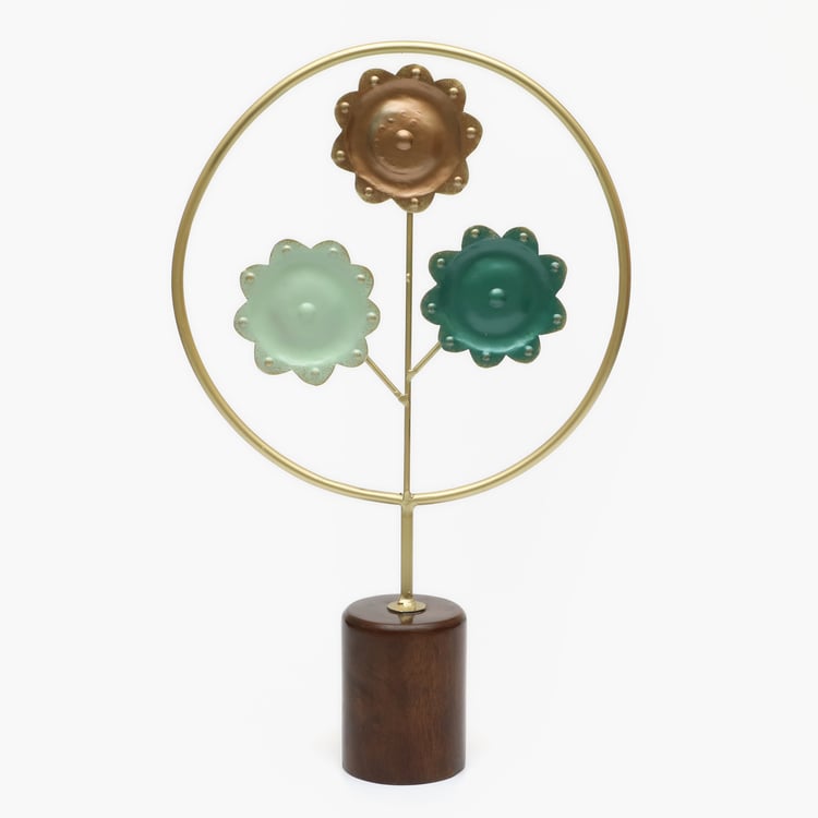 VEDAS Mystical India Metal Flower Table Accent