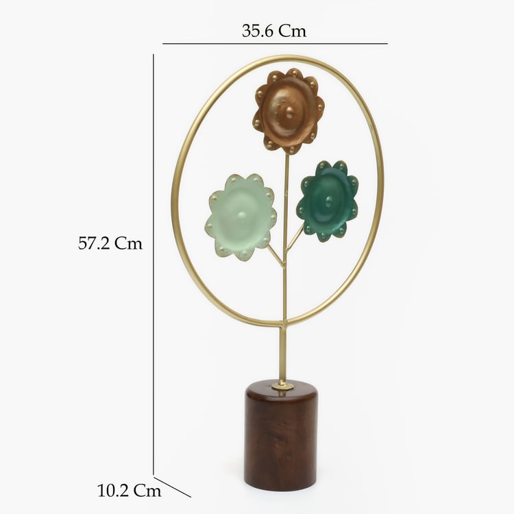 VEDAS Mystical India Metal Flower Table Accent