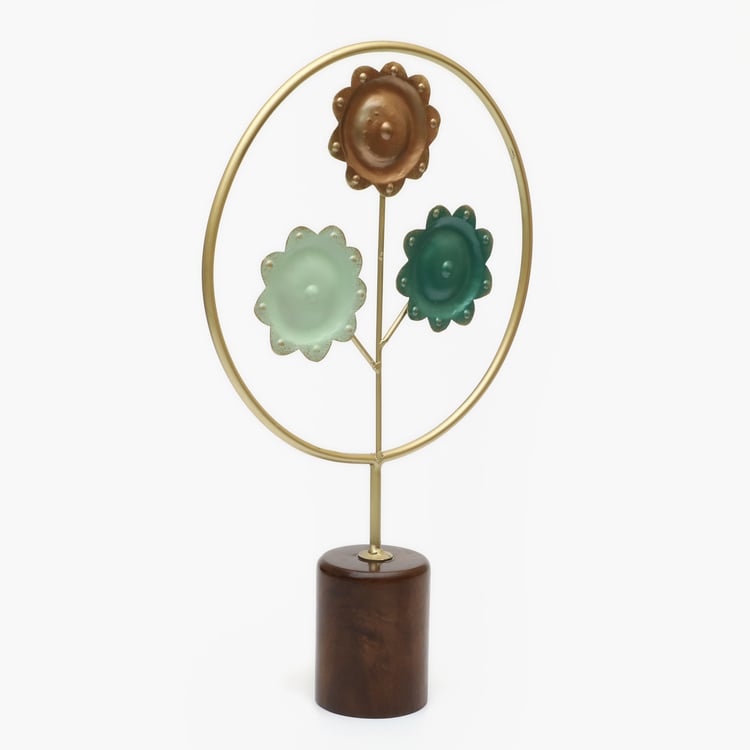 VEDAS Mystical India Metal Flower Table Accent