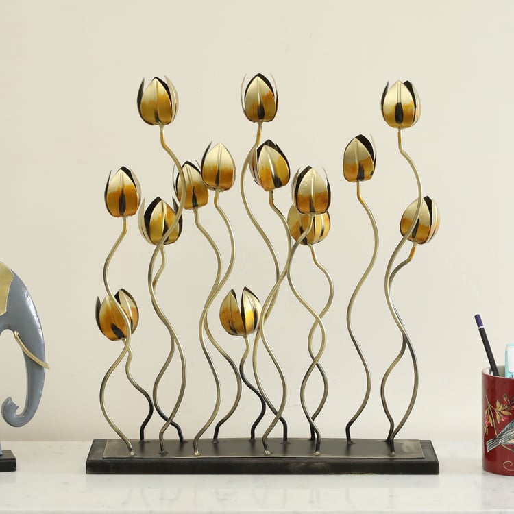 VEDAS Mystical India Metal Floral Table Accent