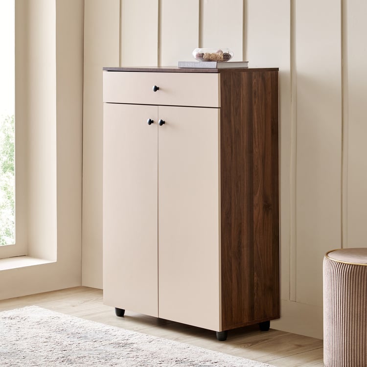 Addison 15 Pair Shoe Cabinet with Drawer - Walnut