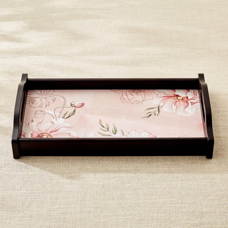 Alora Blush Serenity Wooden Printed Serving Tray - 35.5x20.5x6cm