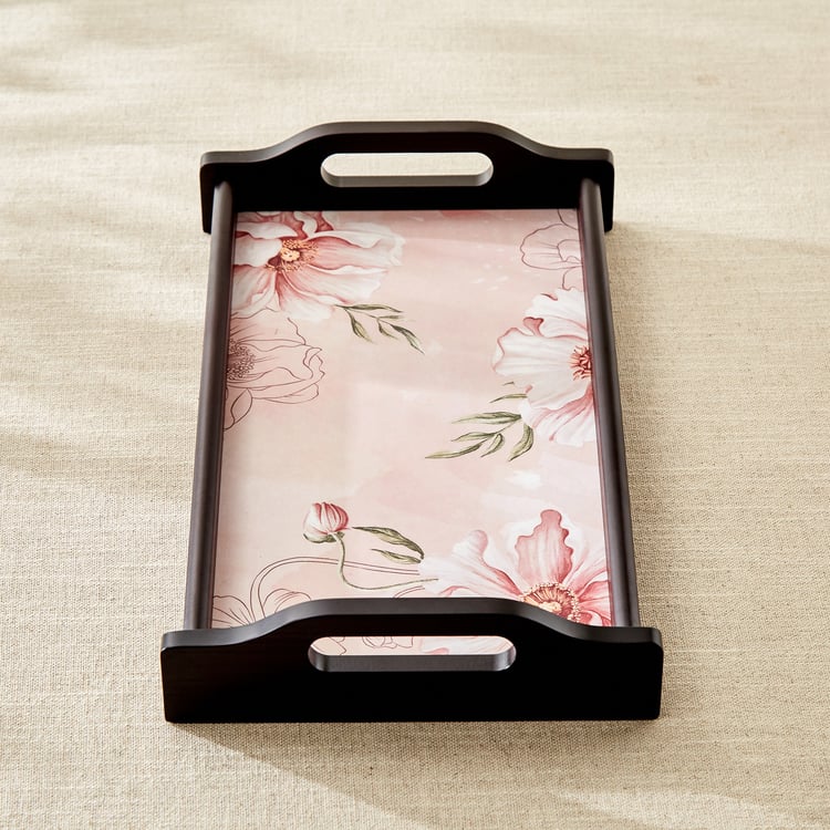 Alora Blush Serenity Wooden Printed Serving Tray - 35.5x20.5x6cm