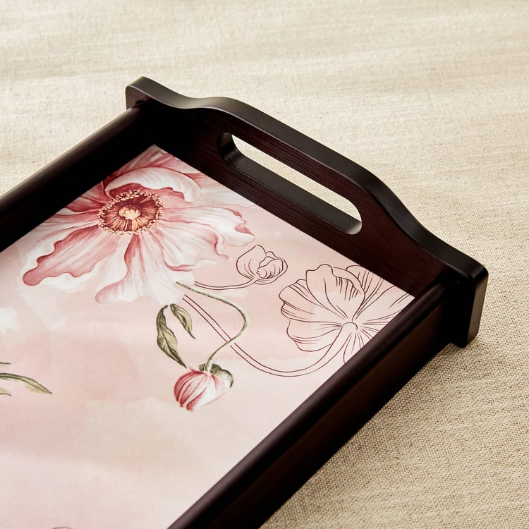 Alora Blush Serenity Wooden Printed Serving Tray - 35.5x20.5x6cm